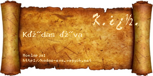 Kádas Éva névjegykártya